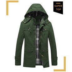 LARGE STORE 秋冬英倫素面連帽防風外套大衣 男生外套 連帽外套 防風外套 風衣外套(SBL1363)