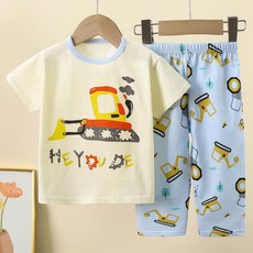 套裝 彈力純棉居家服 睡衣 夏季空調衫 男女童休閒服