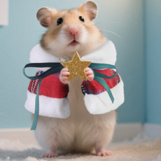 위드레오 햄스터옷 크리스마스 망토 소동물 패션 기니피그, 1개, 레드