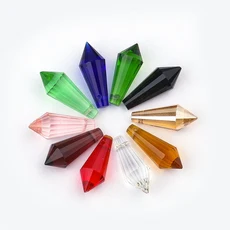 뾰족한 구슬 크리스탈 펜던트 10개 나비 넥타이 핀 유리 프리즘 샹들리에 램프 부품 행잉 파티 웨딩 장식, 06 pink