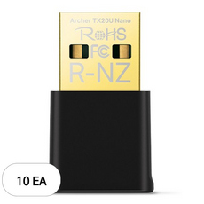 티피링크 AX1800 Nano Wi-Fi 6 무선 USB 어댑터, Archer TX20U Nano, 10개