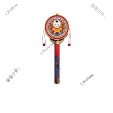 熱銷兒童撥浪鼓老式懷舊複古手工搖鼓中國風嬰兒益智禮物手搖00, 撥浪鼓-心想事成, 1個