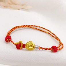 儒家寶寶 彌月金飾 黃金手繩 純金9999 小籠包手鍊 龍年寶寶手繩 生肖彌月禮, 紅0.055, 1個