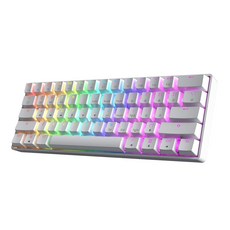 HK GAMING GK61 SE 60% | 기계식 게이밍 키보드 61키 멀티 컬러 RGB LED 백라이트 PC/맥 게이머용 미국 레이아웃 (화이트 블루) 147502, 화이트