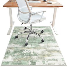 원목 타일 바닥용 사무용 의자 매트 체어 카펫용 추상 36인치 X 60인치 책상 컴퓨터 의자용 미끄럼 방지 1/5인치 두꺼운 러그 얇은 로우 파일 바닥 그린, Dark, 48"x60"