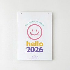 2026년 우드 벽걸이달력 캘린더 컬러감성 스마일 음력달력, 리필용(종이만), 1개