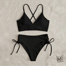 性感V領比基尼泳衣 歐美風時尚款 多尺寸大碼泳裝 現貨速發 展現您的曲線魅力, (e32) 質感黑色 S碼 ap