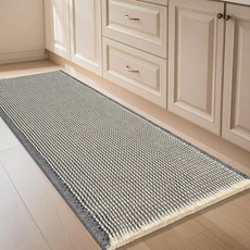 IM HOME 와플 욕실 매트 그레이 & 베이지 1.5 x 61.4cm5 2피트 보헤미안 우븐 모던 러그 흡수성 미끄럼 방지 욕실 침실 주방 샤워 욕조용 태슬 포함