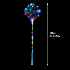 5/10/15/20 팩 LED 조명 BoBo 풍선 다채로운 핸들 120cm 어둠 속에서 빛나는 보보 결혼식 발렌타인 데이 장식, 5pcs, Circular Blue Handle