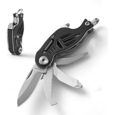 바이렌나이프 열쇠고리 칼 9-in-1 다기능 공구 병따개 드라이버 안전 잠금장치 박스 커터 달린 포켓 미니 일상용 남녀 모두에게 적합한 선물, 어두운 회색