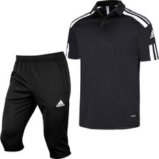 아디다스 카라 반팔티 7부 반바지 반팔 티셔츠 운동복 세트 남여공용 트레이닝복 블랙 + ALS 마스크