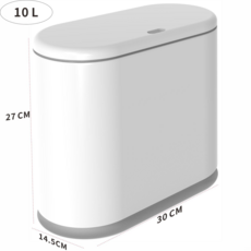 타원형 압탄 덮개 쓰레기통 화장실 틈새 쓰레기통 가정용 도매 대용량 쓰레기통, 하얀색, 10L-(30X14.5X27CM) - Neutral
