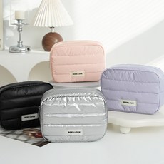 후암마켓 폭신 방수 케이블 화장품 패딩 여행 휴대용 파우치