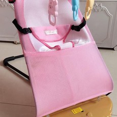 흔들의자 접이식 흔들침대 흔들요람 신생아흔들침대, 신형 음악형+핑크 더블 메쉬+사계절