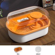 烏龜缸 循環套缸 帶曬臺 生態飼養箱 水陸兩用 爬蟲飼養盒, 1個, 橙色,110v水泵馬達, 橙色