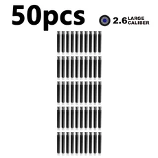 50/100개 만년필 잉크 카트리지 세트 블랙 블루 레드 2.6/3.4mm 리필 보어 직경으로 부드러운 필기, 07 2.6mm 50pcs black