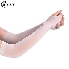 RYZY 冰絲防曬袖套 戶外防紫外線 UPF50 涼感透氣 帶指款, 灰色【騎行袖套】,有指, 1個
