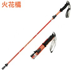DIBOTE 7075航太鋁合金折疊式登山杖，輕便耐用，三節可調，外鎖設計，登山露營必備, 1個, 火花橘 2 支 一對, 火花橘