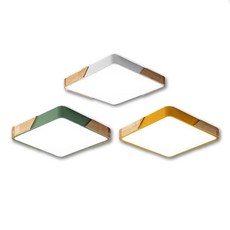 北歐風原木混搭 吸頂燈 方型款 壁燈 三色 LCE-011, 綠色