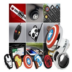 YJY몰 차량용 히어로 캐릭터 악세사리 도어가드 주차 전화번호 알림판 방향제 핸들볼, 로지베어 도어가드