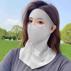 夏季新款 UPF50+ 防曬面罩 護頸脖一體 透氣 女, DF包臉防曬面紗1件套5