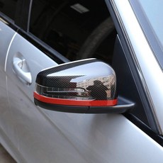 後視鏡蓋 紅線 水轉印碳纖維 塑膠 黏貼式外殼 適用W218 W204 W176 W221 C117 W212 X156, 1個