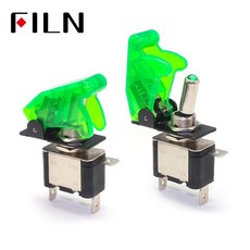 액세서리 SPST LED 해양 토글 트럭 레이싱 12V20A 트레일러 로커 보트 스위치 라이트 점화 부스트, Transpa nt Gr n, 12V, 1개