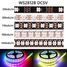 DC5V WS2812B Led 스트립 조명 30/60/74/96/144leds/m 개별적으로 주소 지정이 가능한 스마트 5050RGB WS2812 픽셀 Led 조명 IP30/65/
