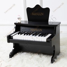 台灣出貨 兒童玩具鋼琴迷你木質25鍵男女孩寶寶週嵗禮物嬰幼兒禮物, 黑 烤漆款 多功能+琴譜架, 1個