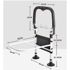 Shark家具 老年人床邊護欄 起床輔助器 可折疊扶手 帶智能感應燈 安全助力欄桿, 1個, 平板牀帶吸盤可摺疊+感應燈+置物袋