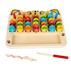 Wood mom 兒童磁性釣魚數字字母配對益智玩具, 釣魚抓蟲遊戲 - 字母款, 1套