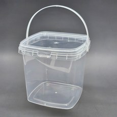 손잡이 플라스틱 저장통 2L 사각 투명 용기