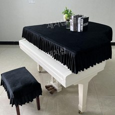 그랜드피아노 벨벳 커버 하프 덮개 의자 먼지 더스트 커버 인테리어 피아노커버, 150 모델 안쪽 삼각형+더블 스툴 커버, 검은 색, 1개