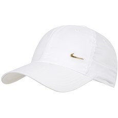 나이키 클럽 UST 메탈 로고 캡 모자, 1개, 화이트+메탈릭 골드