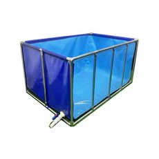 캔버스 물고기 수조 야외 풀장 대형 연못 저수조 간이수족관, 150x100x71cm (블루+투명 세트)