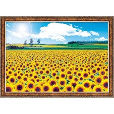 퍼즐라이프 푸른 하늘과 해바라기들판 풍경 500피스 직소퍼즐액자 PL881, 퍼즐+앤틱골드액자, 1개