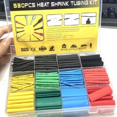 530 개/상자 열수축 튜브 수축 모듬 폴리올레핀 절연 슬리브 2 1 와이어 DIY 수리, 530pcs