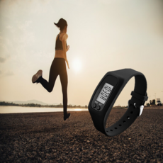 리빙셀렉션 디지털 경량 스마트 만보기 손목시계, 블랙, 1개