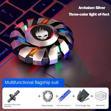 YIJOO 미니 스마트 Fidget Spinner 장난감 성인 어린이를위한 모든 금속 LED조명 작은 손가락 끝 자이로 세, 03 Sliver flagship suit