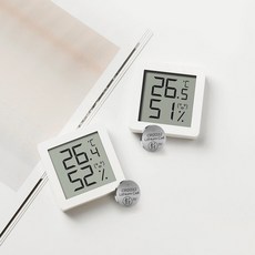 샤오미 디지털 미니 온습도계(건전지포함), 화이트, 2개