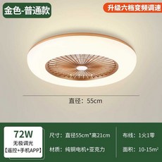 거실 천장 선풍기 식당 숙소 침실 라이트팬 펜션 60cm, 15. 업그레이드 금색 55cm 리모컨+앱
