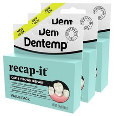 Dentemp Recap-It 캡 및 크라운 수리 치과 키트 - 루즈 캡용 빠른 작동 포뮬러 덴탈 시멘트 (밸류 팩 3개) 브릿지용 임시