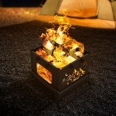 레토 접이식 사각 감성 펀칭 불멍 캠핑 화로대 + 보관가방 세트 LCP-FS05, 1세트