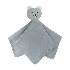 LAWKUL Bunny Lovey 아기 담요 부드럽고 껴안고 싶은 애착 니트 스너글 컴포트 신생아 남아 여아 블루 40.6x40.6cm16x16인치 262595, 더스티 블루 베어