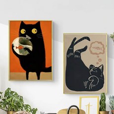 티큐 인테리어 소품 벽장식 고양이 동물 아트 캔버스 포스터 P083, 타입A