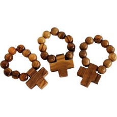Holy Land Market Olive Wood Finger Rosary Set - Handcrafted in Bethlehem Includes Certificate &