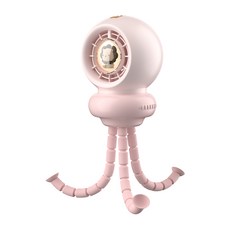 스네몬 유모차 선풍기 저소음 문어발 집게 거치대, 1개, 핑크
