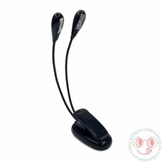 라온지니 2구 집게 독서등 블랙 led집게등 휴대용독서등 LED독서등