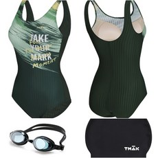 티막&제인코트_평촌점_ 여성 실내 U자형 수영복 LKF0101 GR 수경+수모 3종 셋트 브라포함