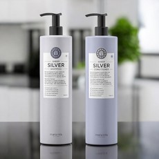 Maria Nila 마리아닐라 시어실버 블랙베리 샴푸+컨디셔너 1000ml 세트(스웨덴 비건), 1